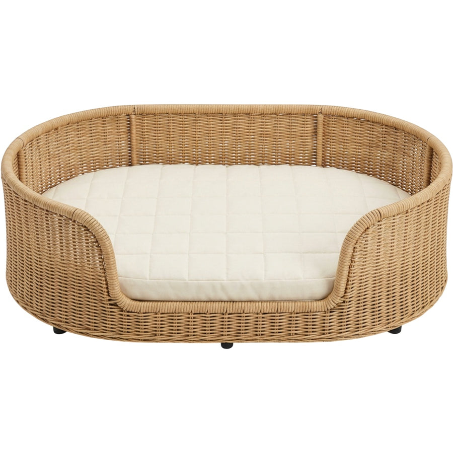 Savod Oval Woven-Frame Large Dog Bed 110 × 75 cm Natural Cream