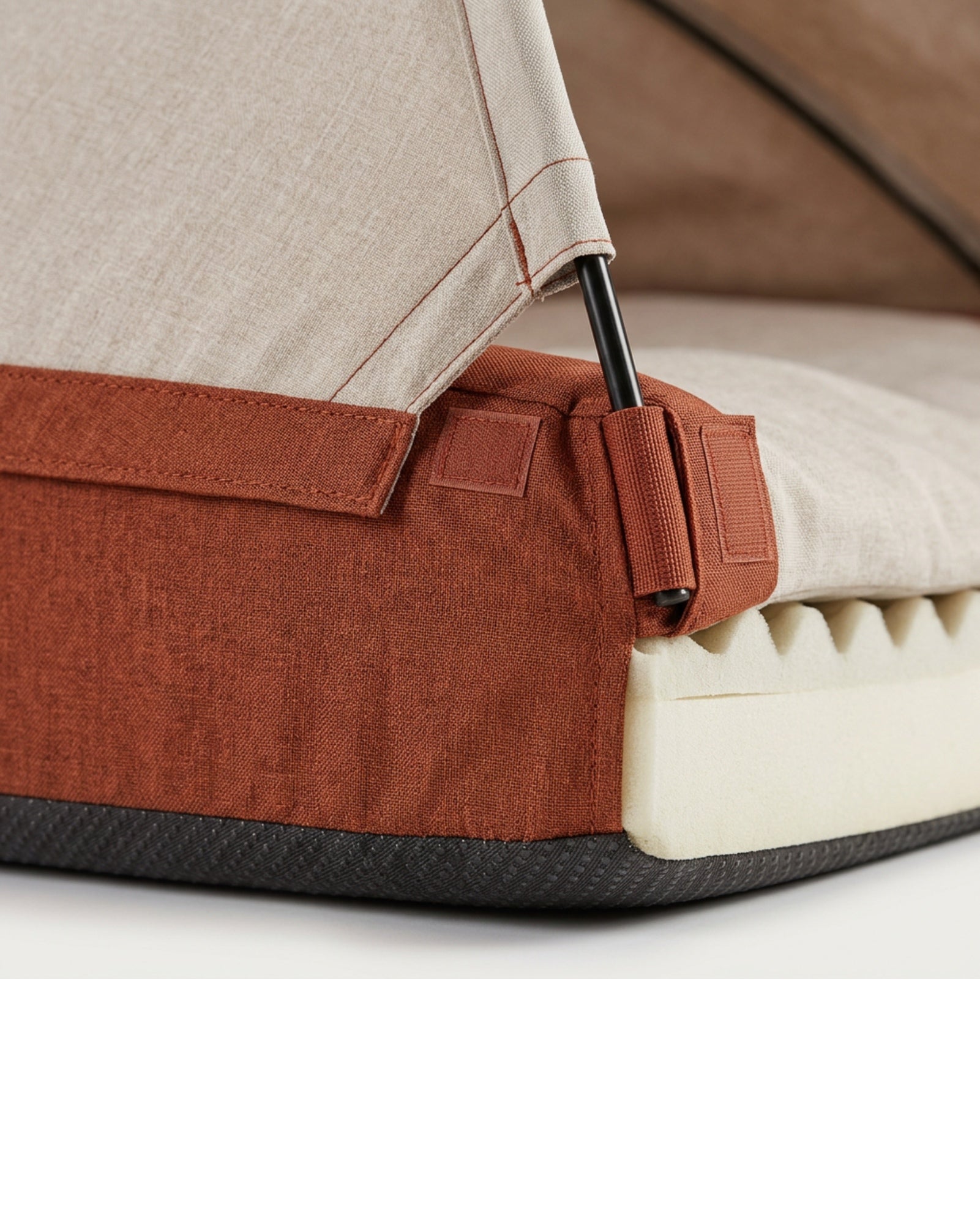Savod Removable-Canopy Large Dog Cave Bed 105 × 80 cm Rust Oatmeal - Detail view