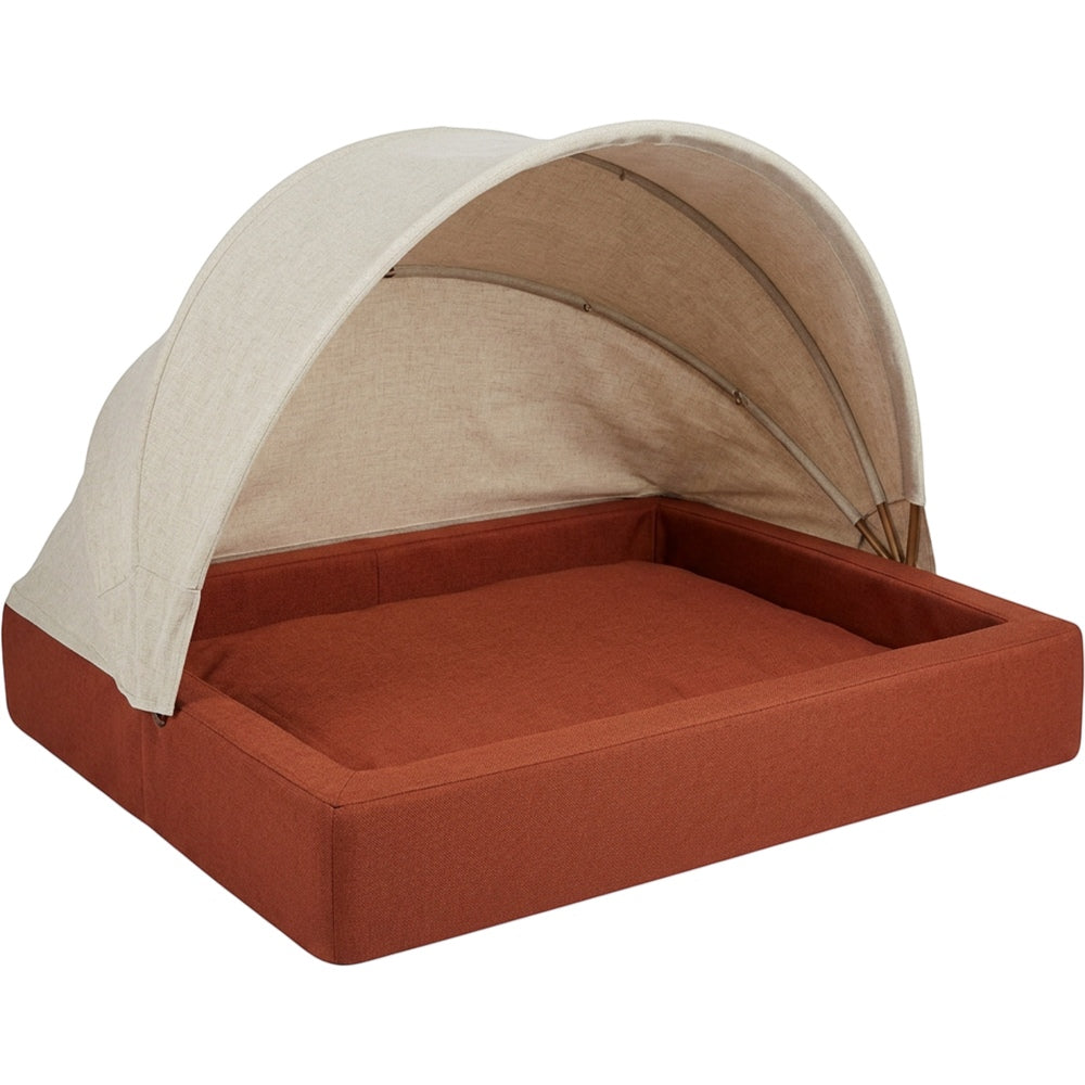 Savod Removable-Canopy Large Dog Cave Bed 105 × 80 cm Rust Oatmeal - Product view