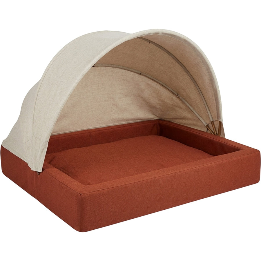 Savod Removable-Canopy Large Dog Cave Bed 105 × 80 cm Rust Oatmeal